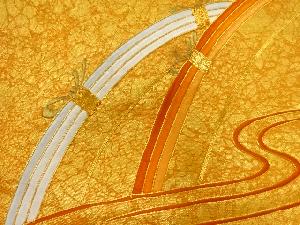 アンティーク　流水に蛇籠模様刺繍名古屋帯